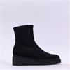 Miss Elastic Platform Wedge Ankle Boot - Black Stretch